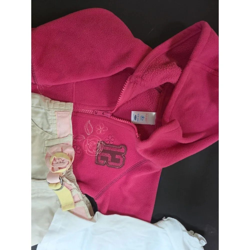 lot 3 Girl's 6-12-18 mo Old Navy pink fleece zip-up hoodie jacket shirt shorts